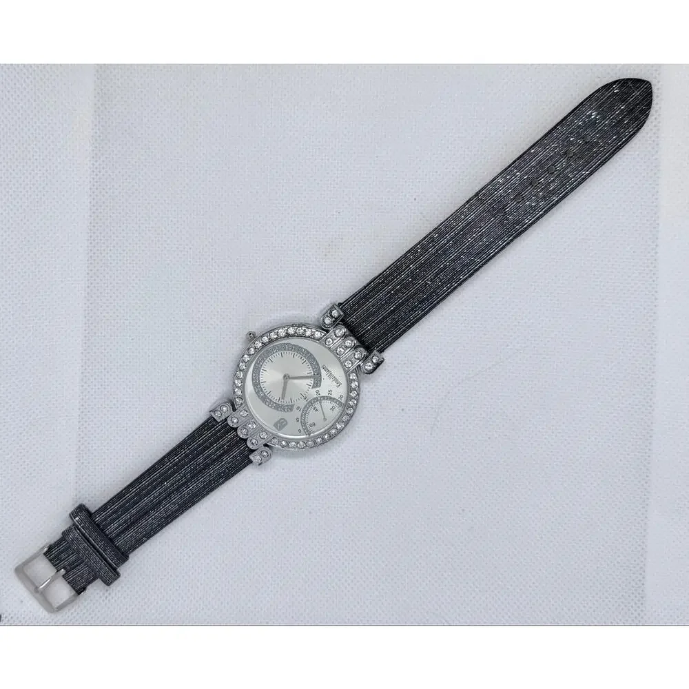 Kendall & James Crystal Accent Dress Watch Black Glitter Band NWOT